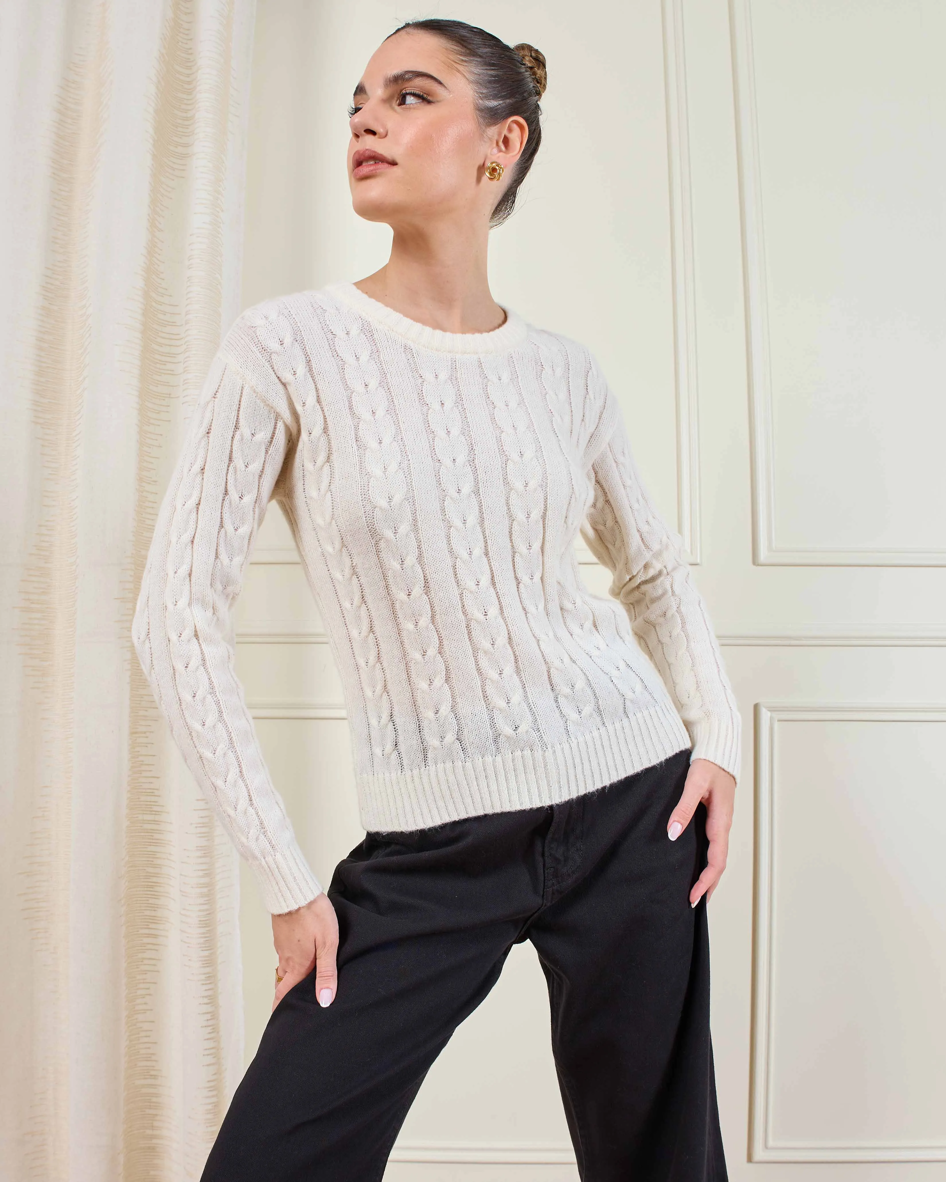 Women Beige Jacquard Knit Pullover sold by Redtag product image thumbnail 5