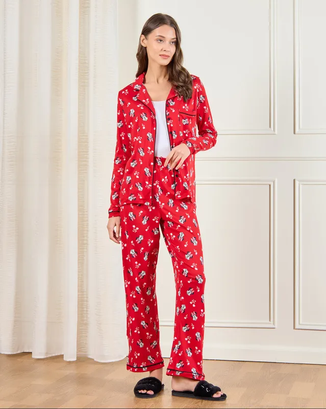 Women Red Minie Mouse Print Pyjama Set (2 Piece) sold by Redtag