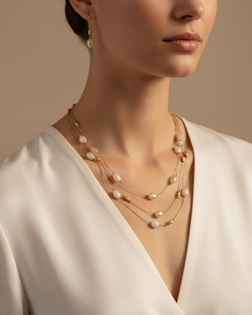 Women Gold Layered Necklace And Earrings Set (2 Piece) sold by Redtag