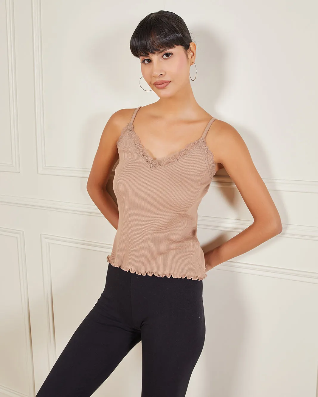 Women Beige Strappy Lace Vest sold by Redtag product image thumbnail 5