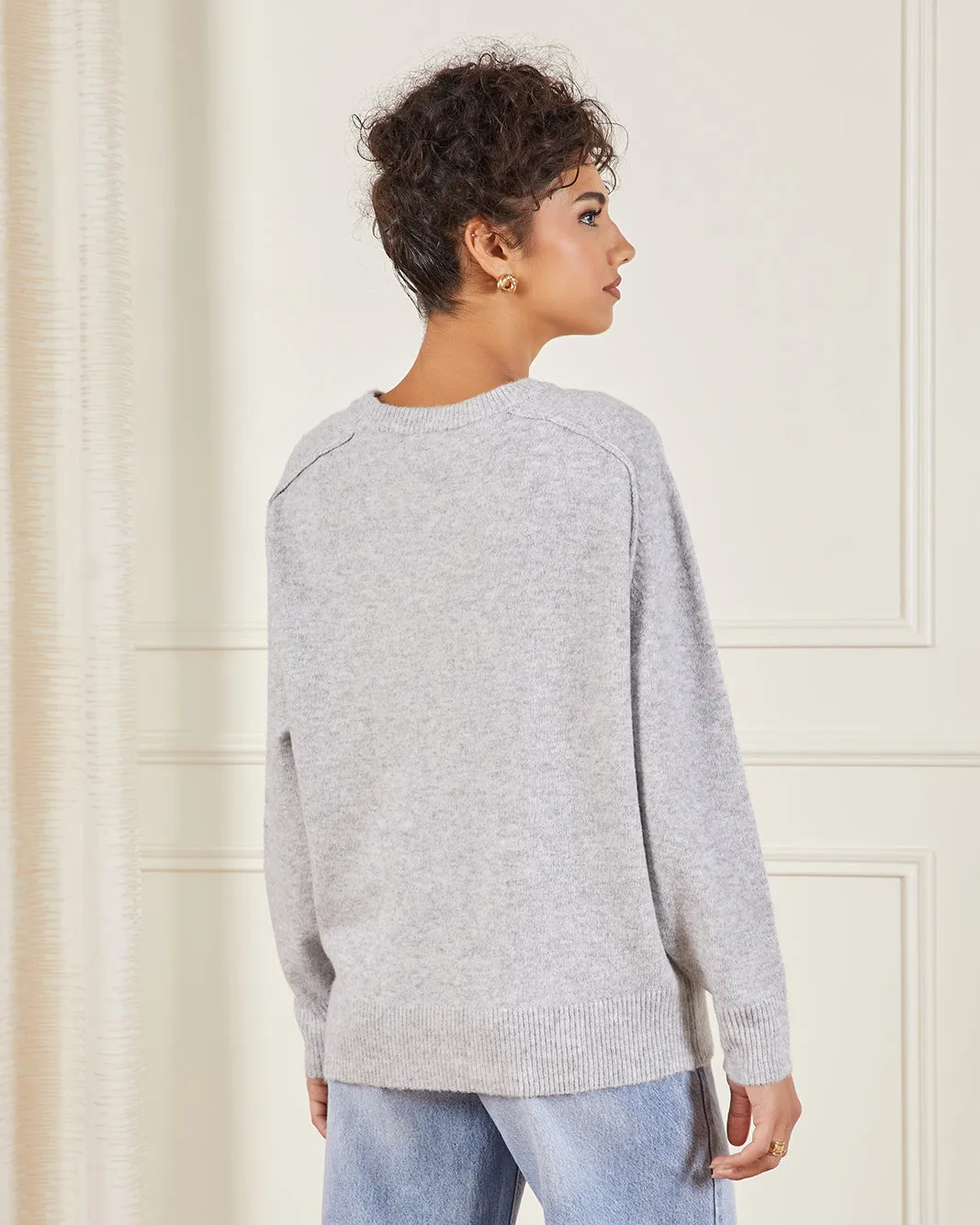 Women Grey Oversize Raglan Knitted Pullover sold by Redtag product image thumbnail 3