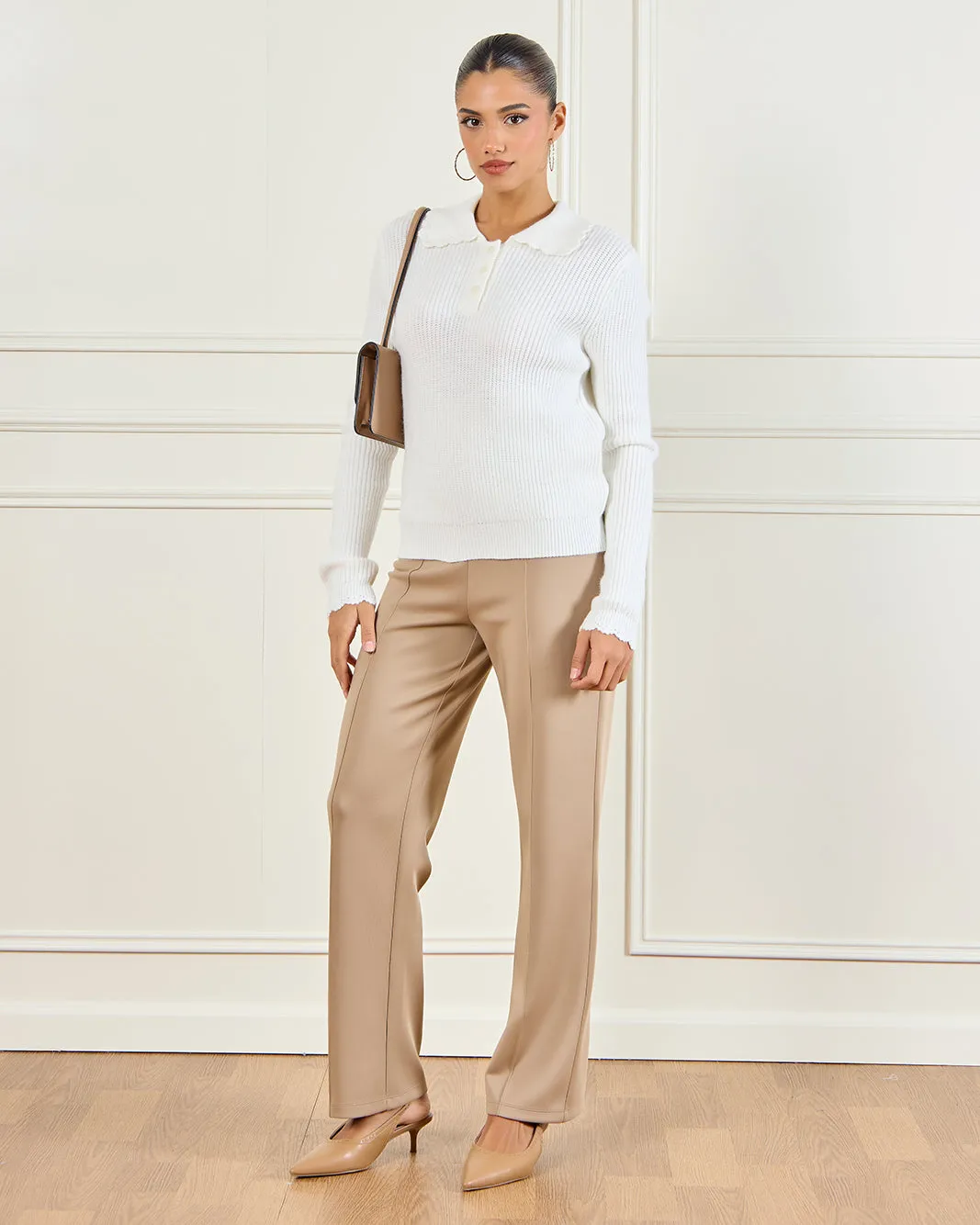 Women Ivory Collard Knitted Pullover sold by Redtag product image thumbnail 2