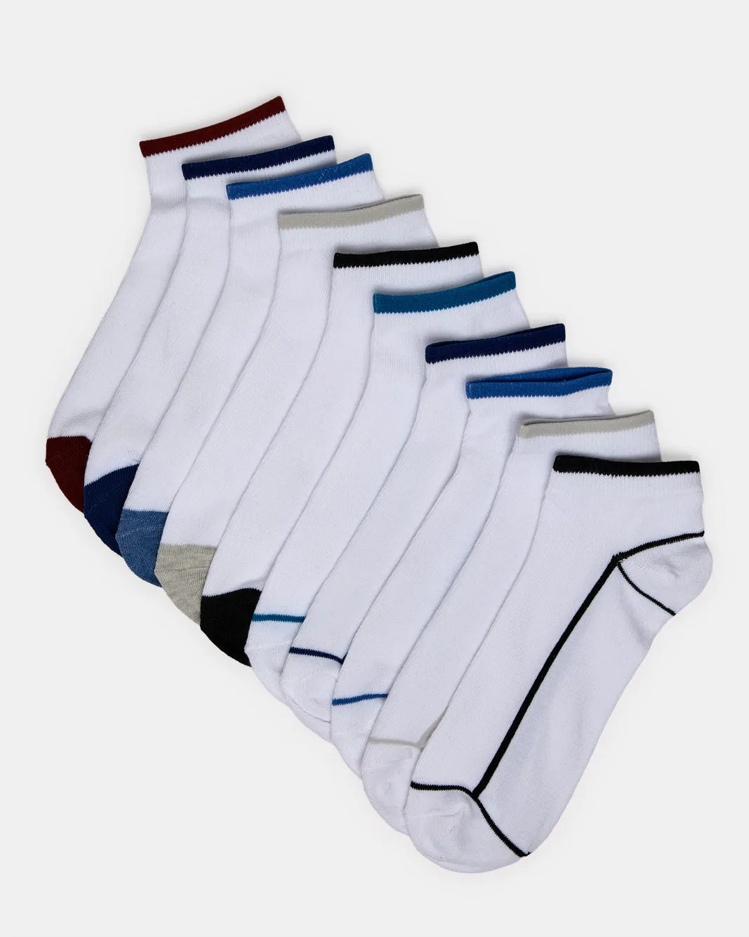 Men White Ankle Length Socks Set (10 Pairs) sold by Redtag