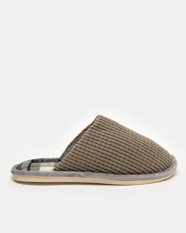Men Grey Jacquard Slippers sold by Redtag