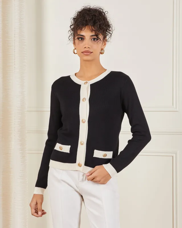 Women Black Cardigan With Pocket Detail sold by Redtag