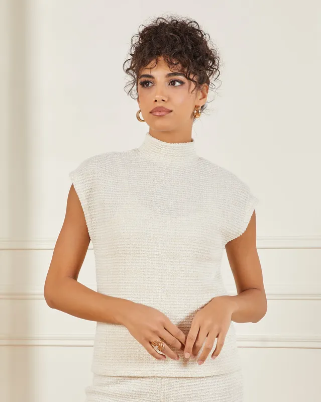 Women Ivory Drop Shoulder Lurex Knit Top sold by Redtag