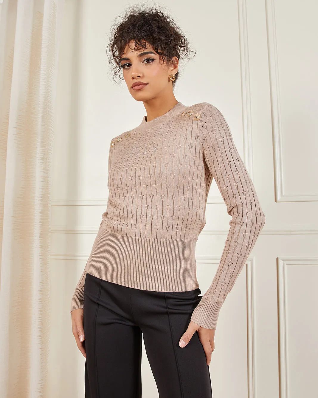 Women Beige Knitted Sweater sold by Redtag product image thumbnail 5
