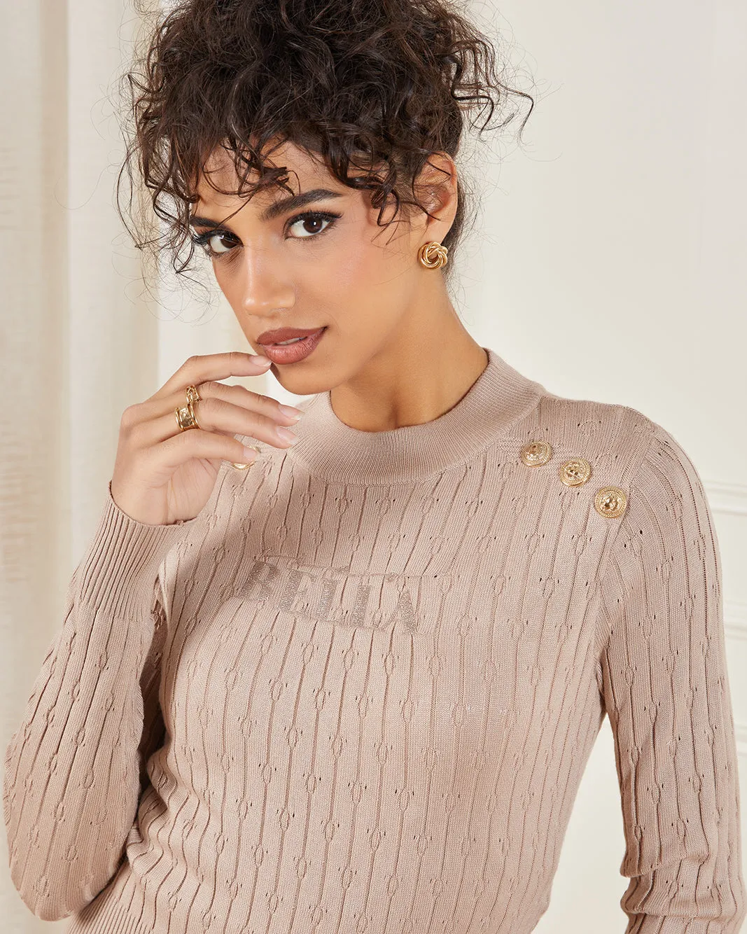 Women Beige Knitted Sweater sold by Redtag product image thumbnail 4