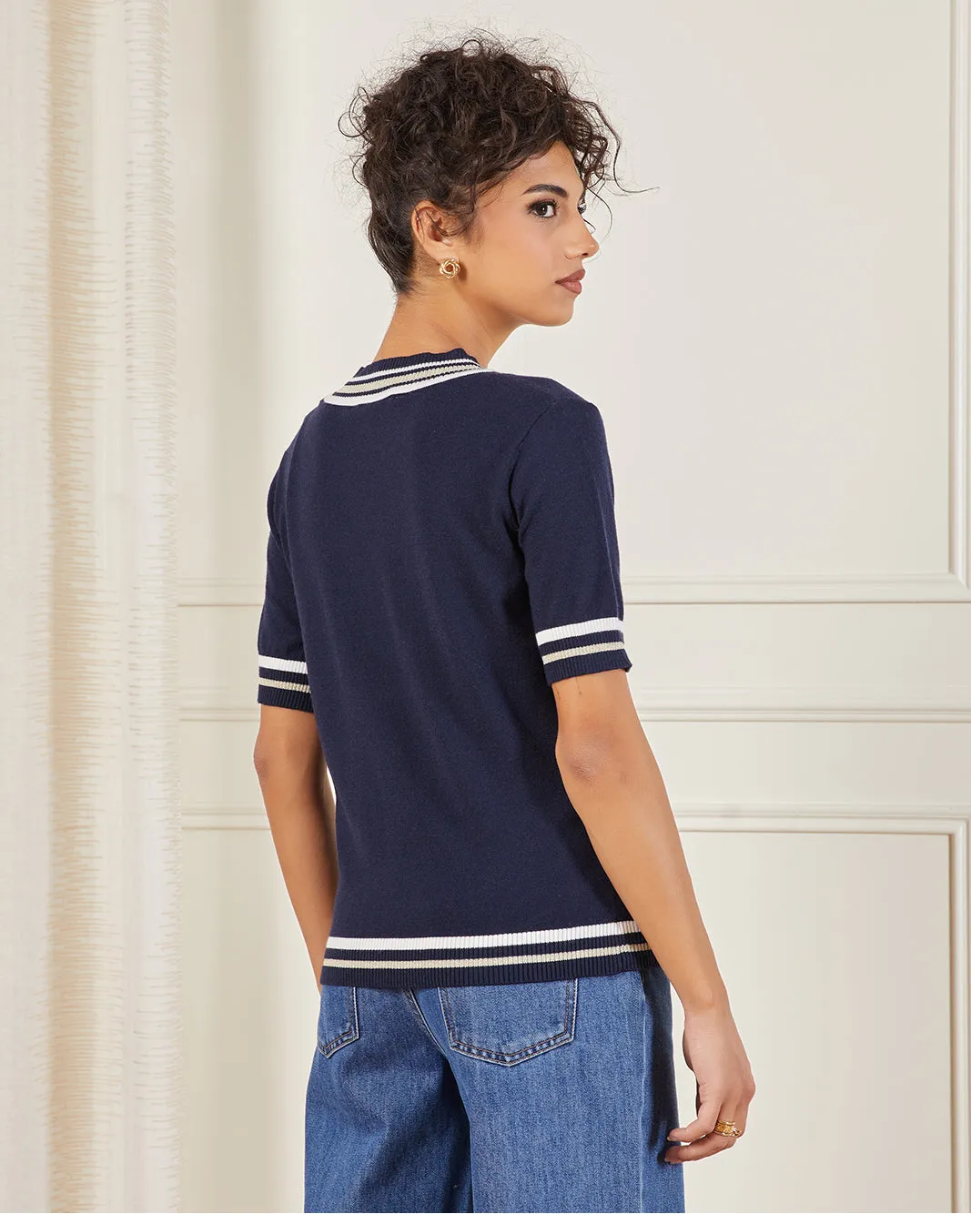 Women Navy Knitted Top sold by Redtag product image thumbnail 3