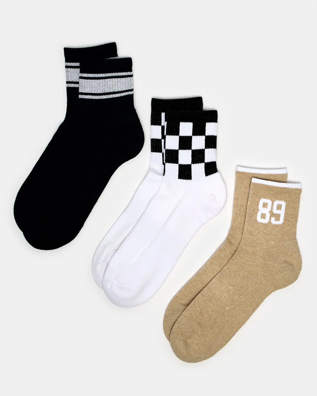 Men Assorted Half Leg Socks Half Terry (Pack Of 3) sold by Redtag