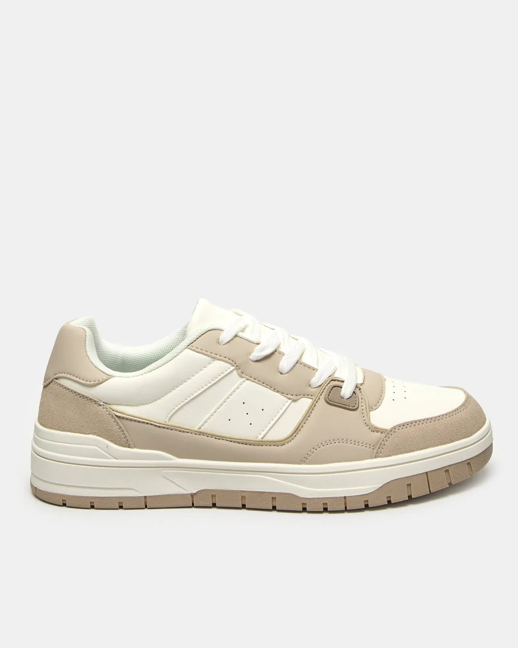 Men White And Brown Material Block Skate Shoes sold by Redtag