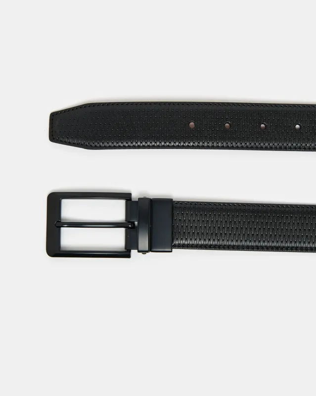 Men Tan And Black Belt With Twist Buckle sold by Redtag