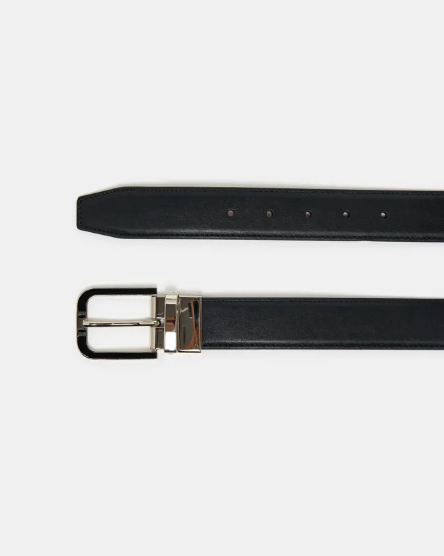 Men Black And Tan Belt With Twist Buckle sold by Redtag