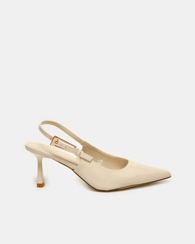 Women Beige Patent Slingback sold by Redtag