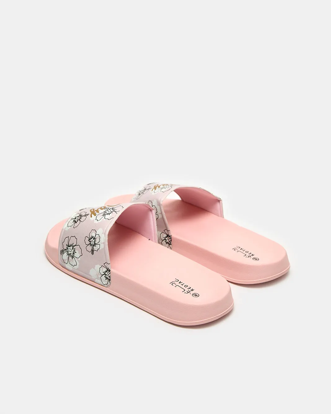 Women Pink Slogan With Floral Print Slide sold by Redtag product image thumbnail 4