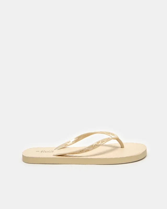 Women Beige Stripe Flip Flop sold by Redtag