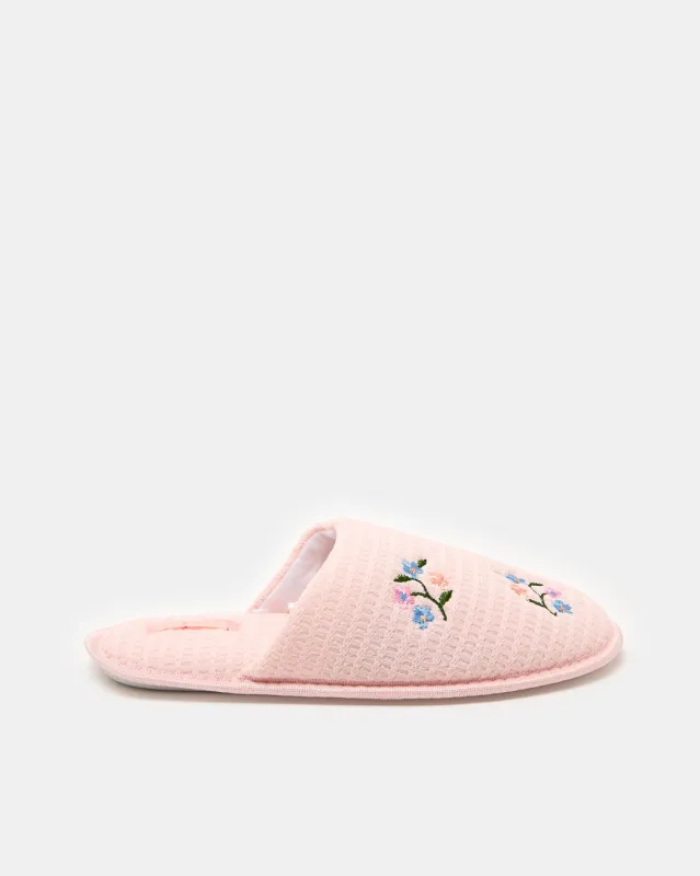 Women Pink Embroidery Closed Toe Slipper sold by Redtag