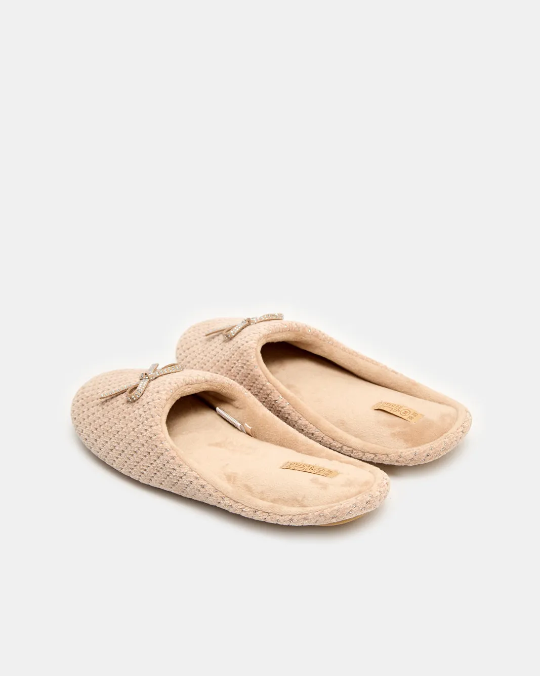 Women Beige Bow Trim Closed Toe Slipper sold by Redtag product image thumbnail 4