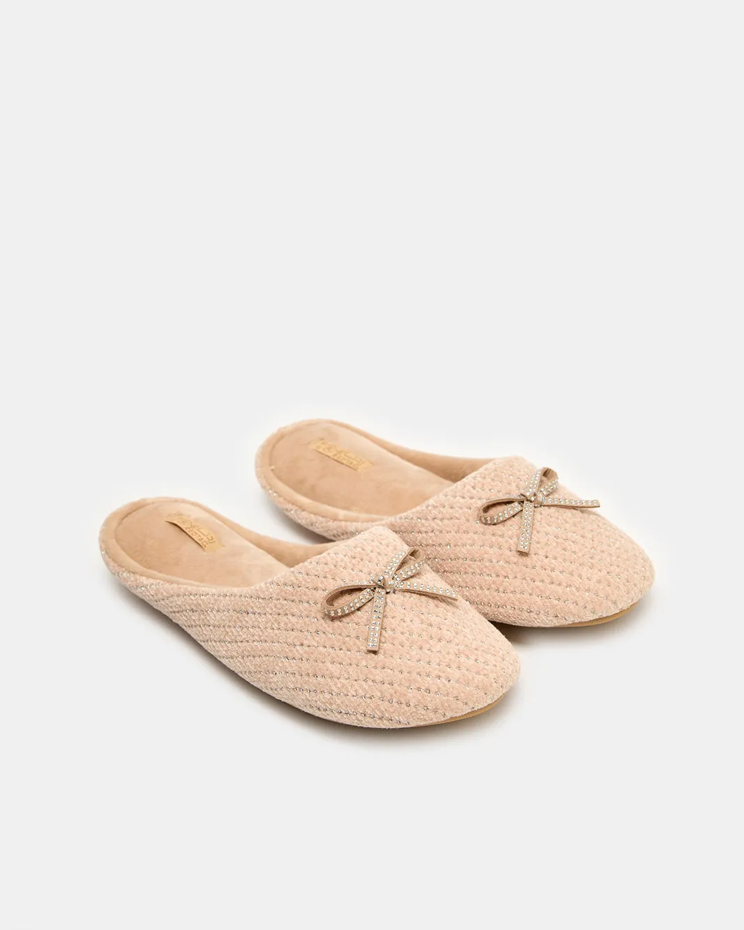 Women Beige Bow Trim Closed Toe Slipper sold by Redtag product image thumbnail 2