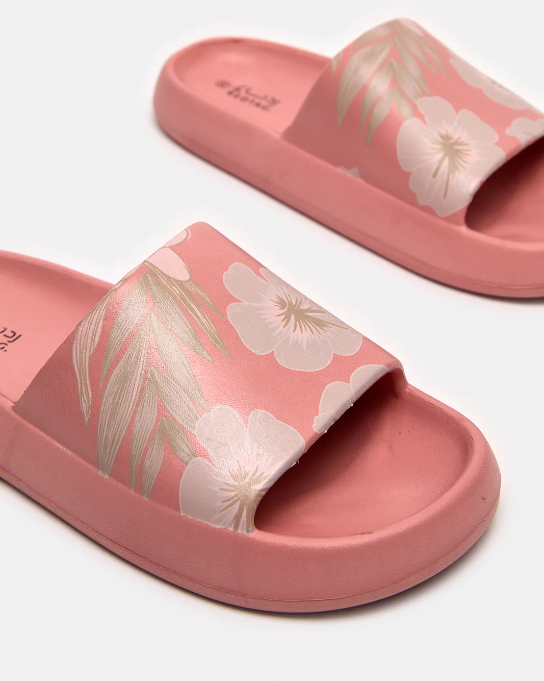 Women Pink Moulded Floral Print Slide sold by Redtag product image thumbnail 3
