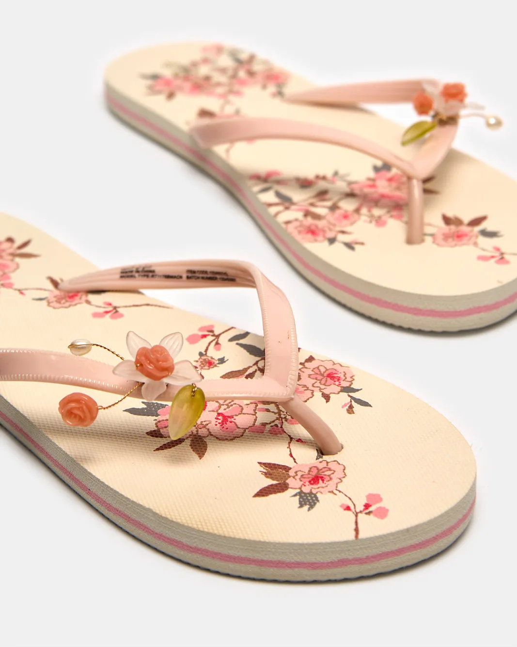 Women Beige Flower Printed Flip Flop sold by Redtag product image thumbnail 3