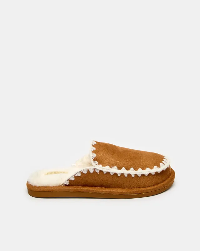 Women Tan Embroidered Closed Toe Slipper sold by Redtag