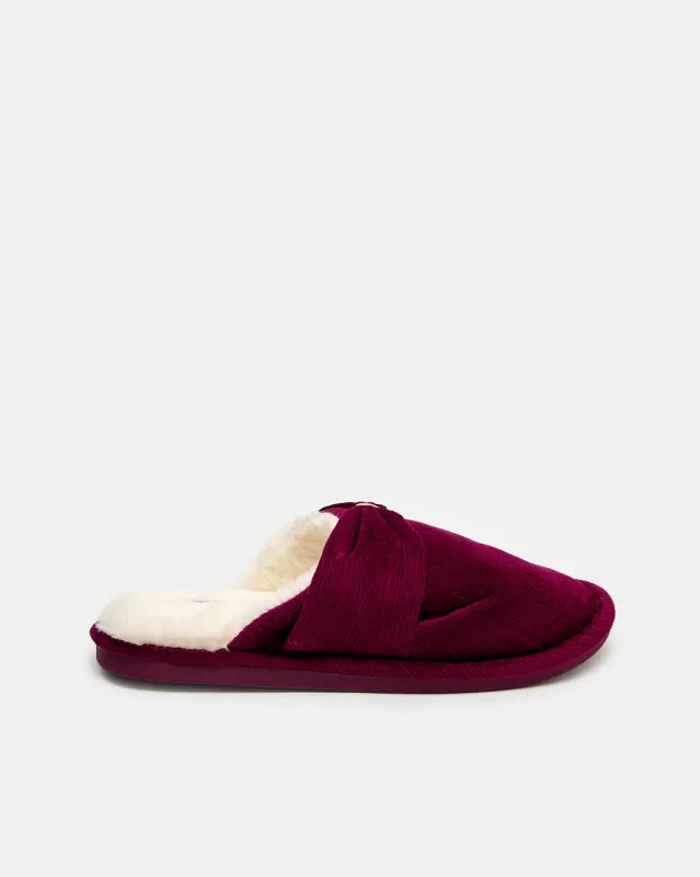 Women Burgundy Closed Toe Slipper sold by Redtag