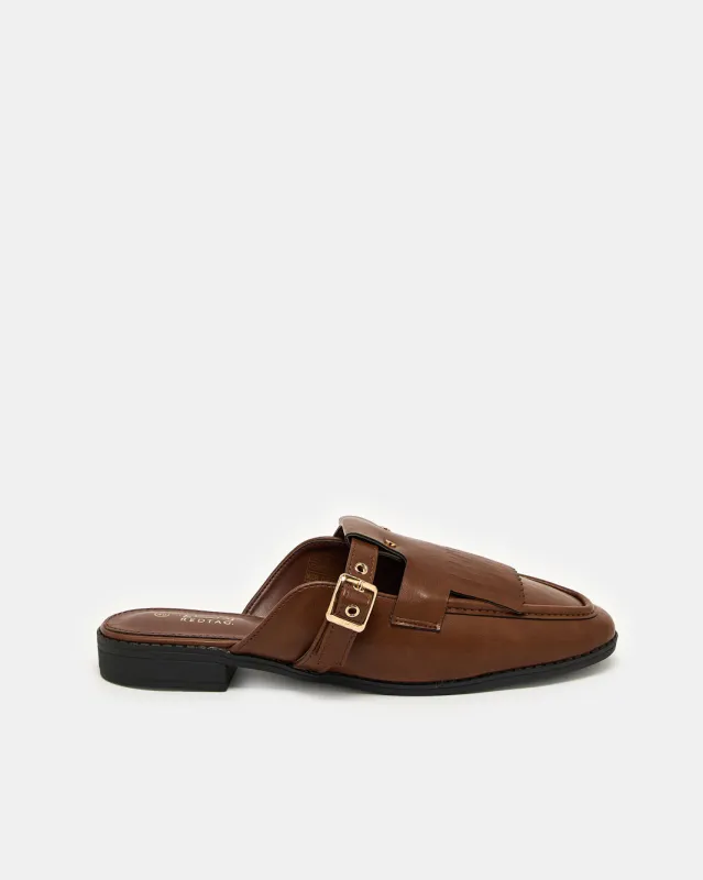 Women Brown Close Toe Loafer Mule sold by Redtag