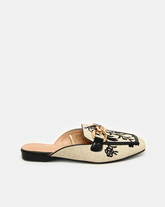 Women Beige Embellished Loafer Mule With Buckle Trim sold by Redtag