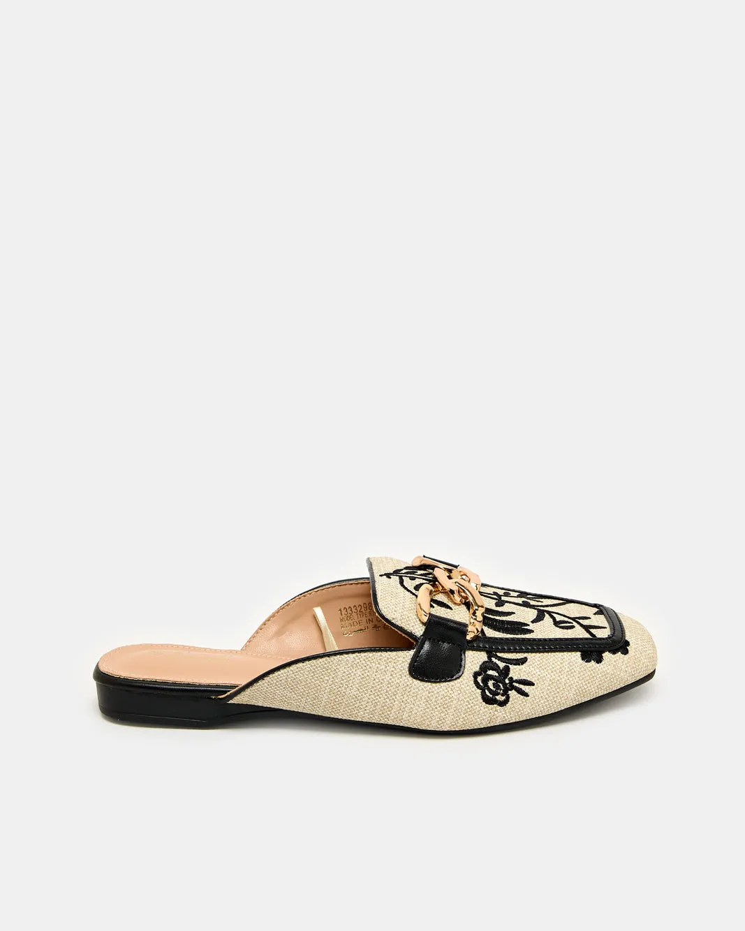 Women Beige Embellished Loafer Mule With Buckle Trim sold by Redtag