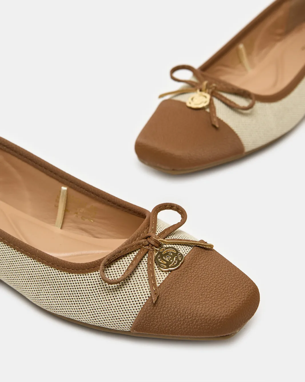 Women Beige And Brown Bow Embellished Ballerina sold by Redtag product image thumbnail 3