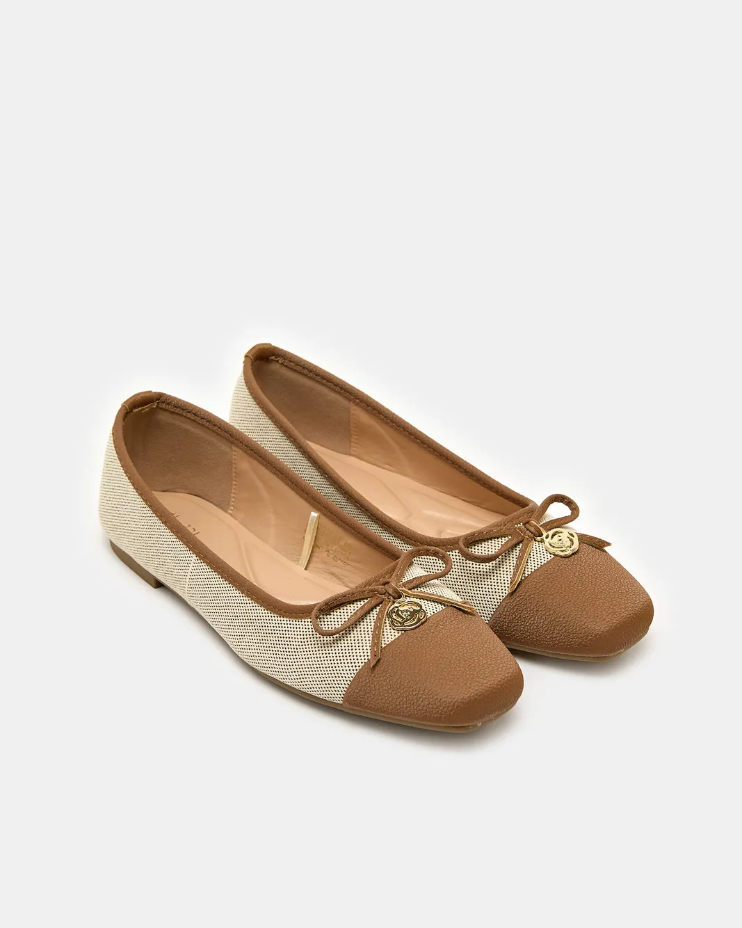 Women Beige And Brown Bow Embellished Ballerina sold by Redtag product image thumbnail 2