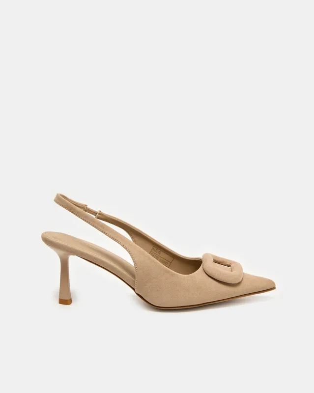 Women Beige Buckle Trim Slingback sold by Redtag