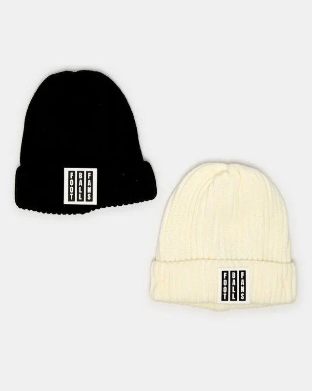 Men Black And Cream Knitted Cap Set (2 Piece) sold by Redtag