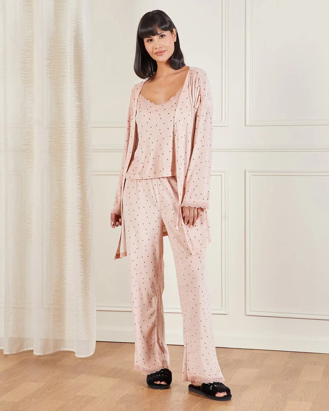 Women Pink Printed Ditsy Heart Velour Robe sold by Redtag product image thumbnail 5