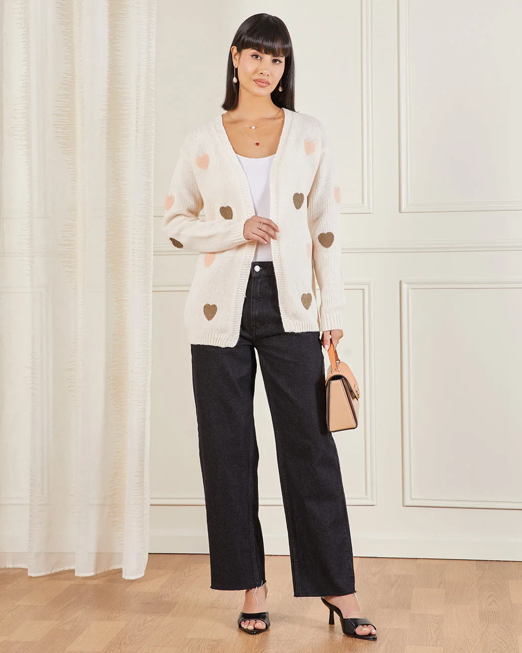 Women Cream Heart Print Sweater sold by Redtag product image thumbnail 2