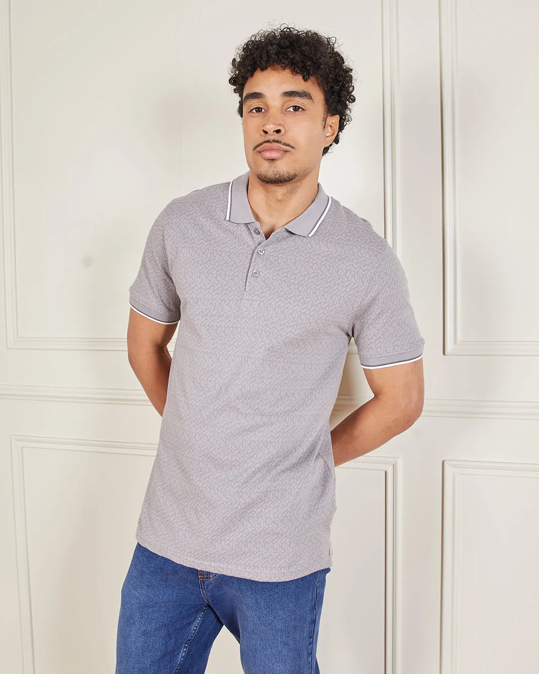 Men Grey Short Sleeved Polo Shirt sold by Redtag product image thumbnail 5