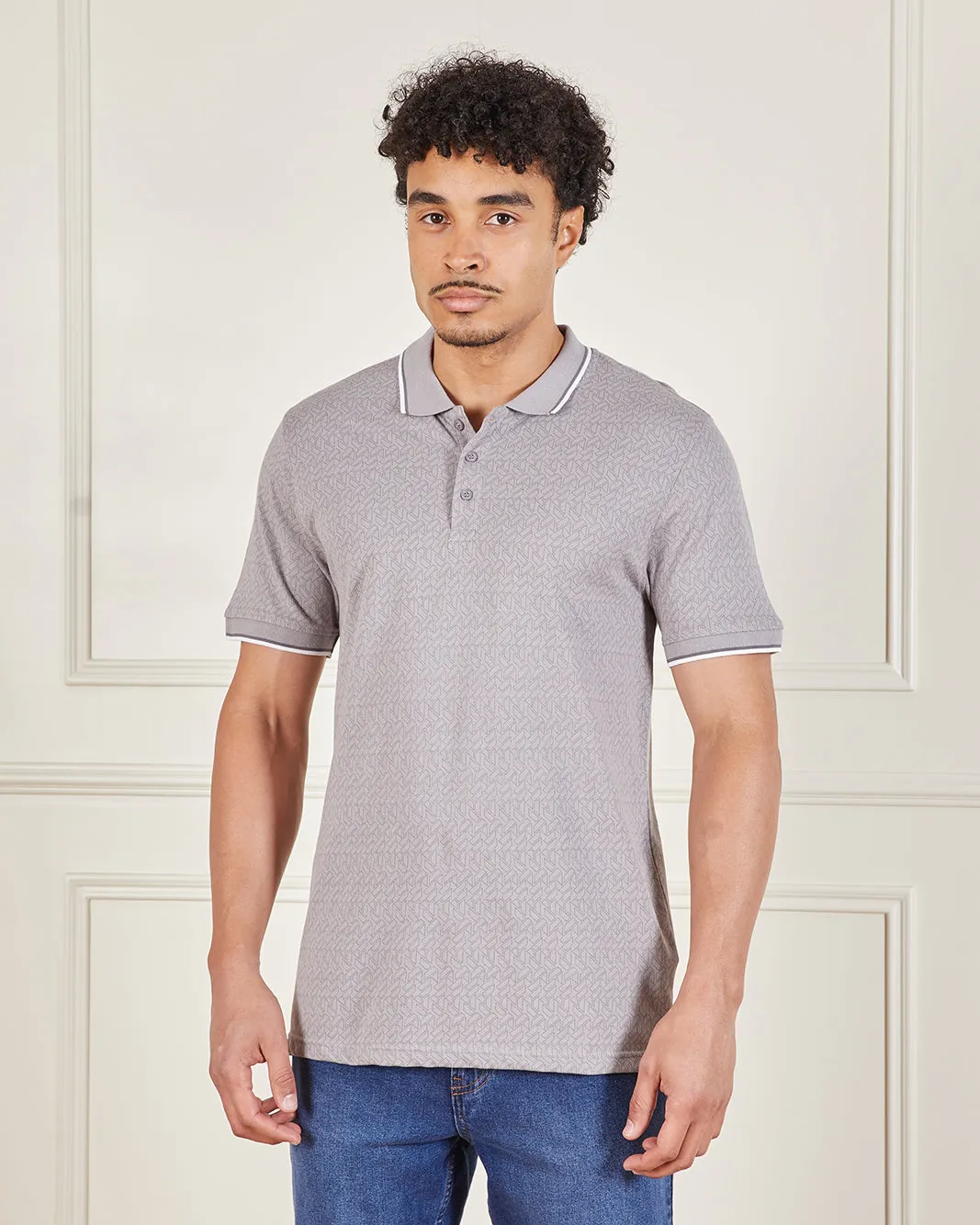 Men Grey Short Sleeved Polo Shirt sold by Redtag