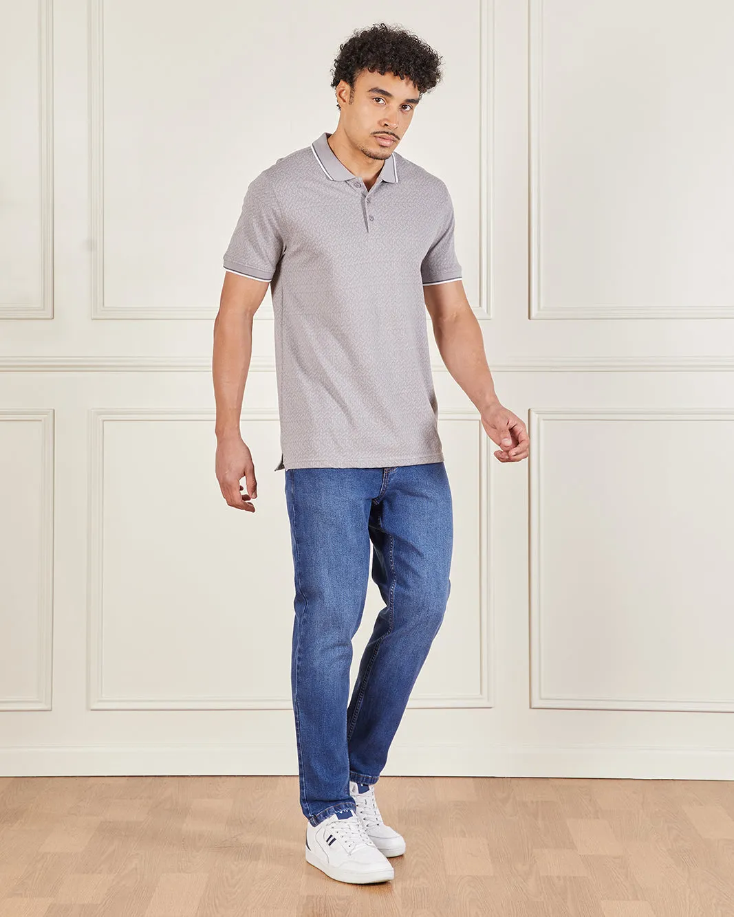 Men Grey Short Sleeved Polo Shirt sold by Redtag product image thumbnail 2