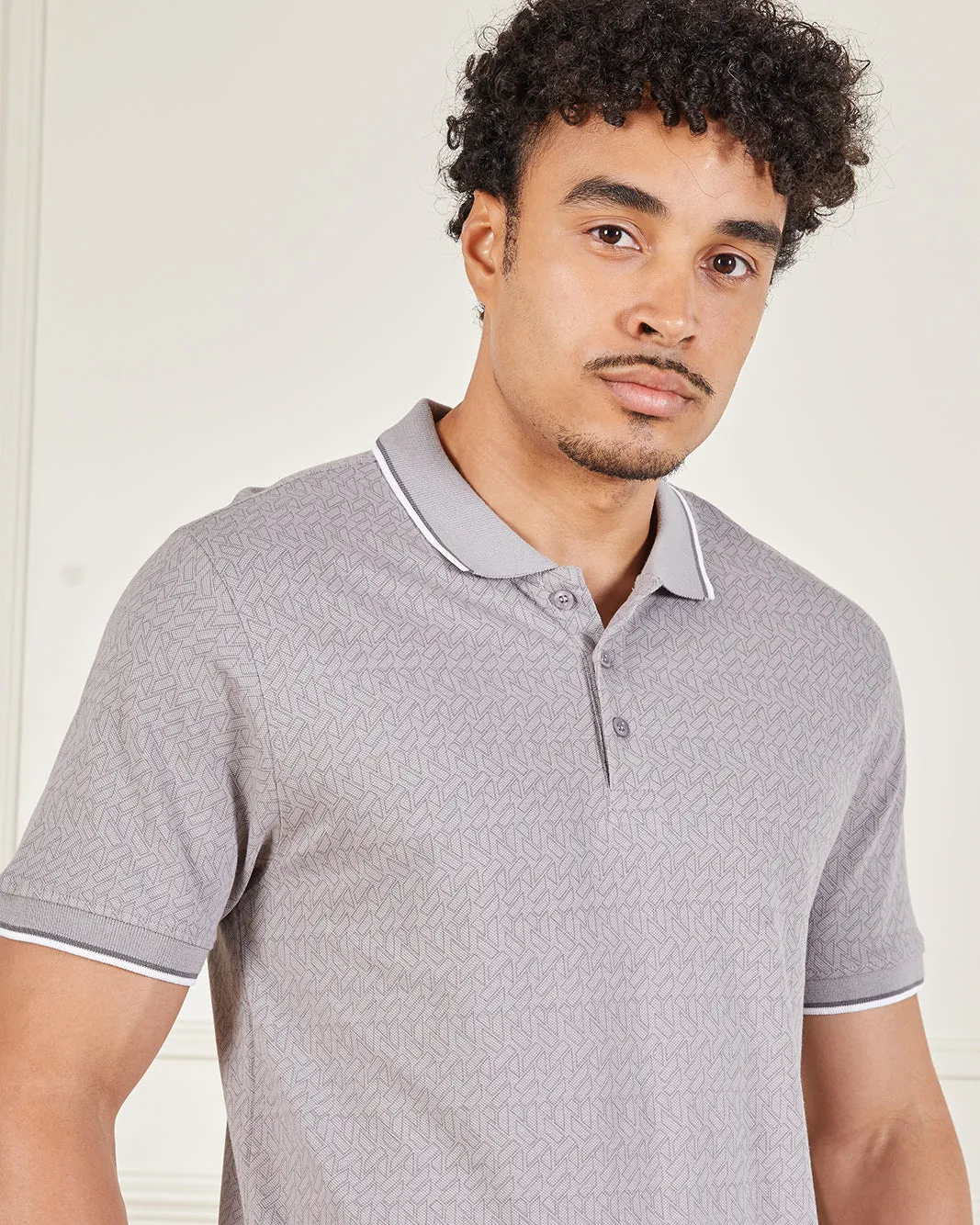 Men Grey Short Sleeved Polo Shirt sold by Redtag product image thumbnail 4