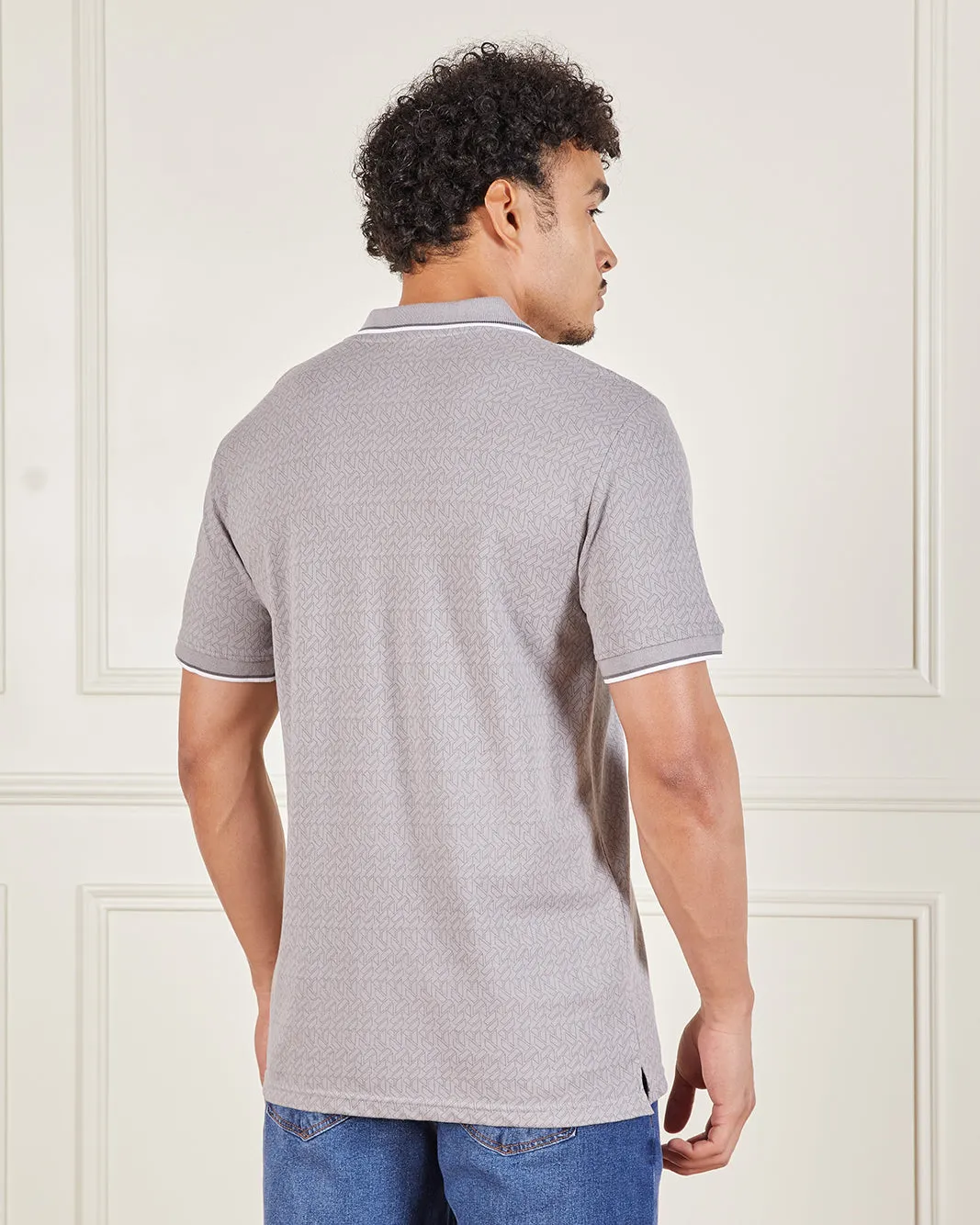 Men Grey Short Sleeved Polo Shirt sold by Redtag product image thumbnail 3