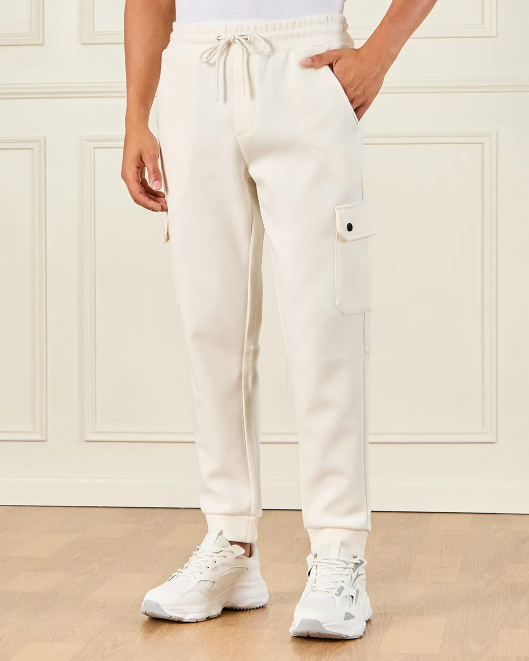 Men White Cargo Joggers sold by Redtag