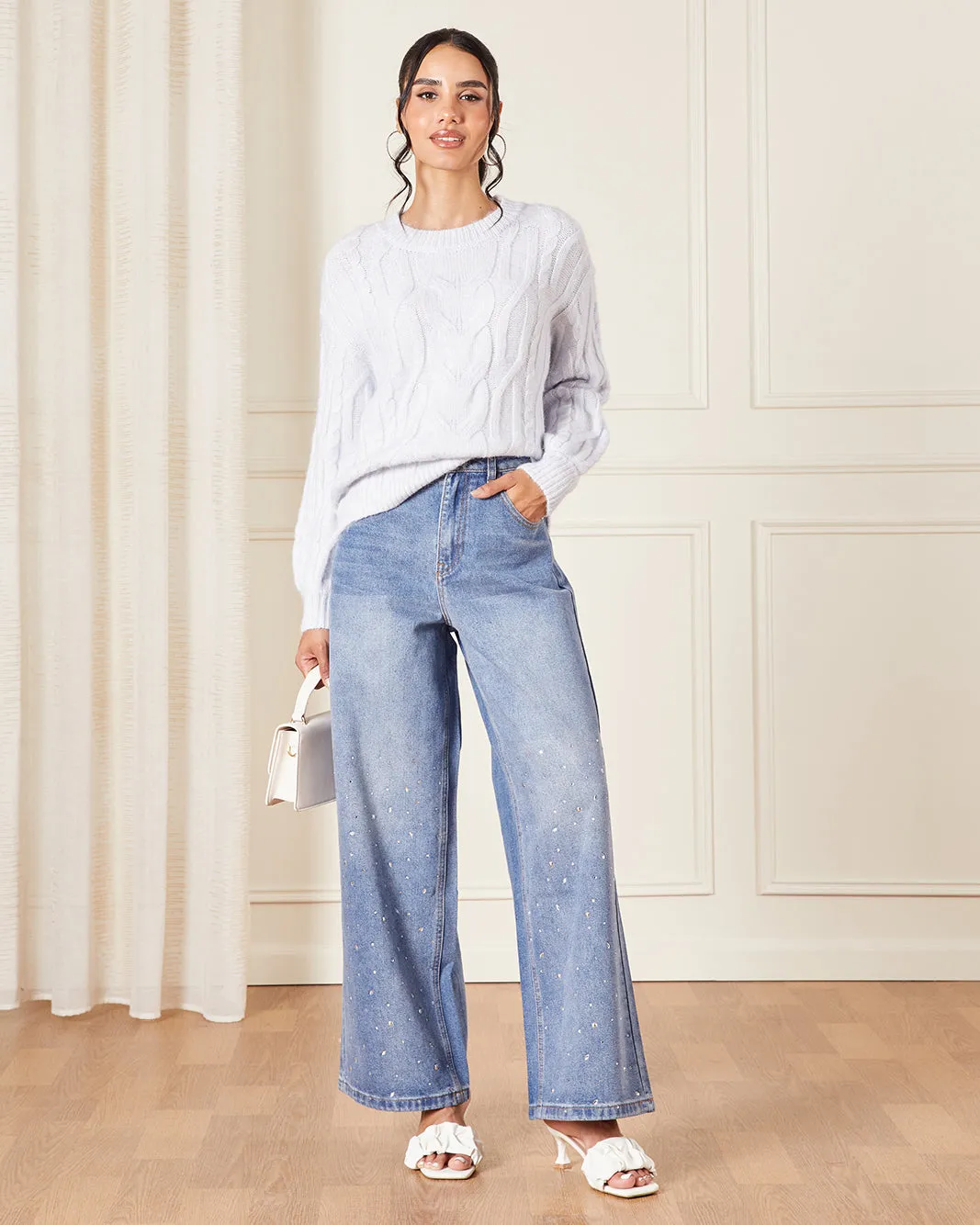 Women White Cable Knitted Pullover sold by Redtag product image thumbnail 2