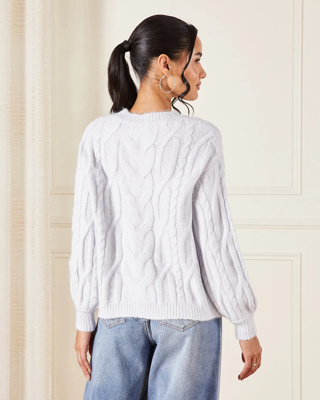 Women White Cable Knitted Pullover sold by Redtag product image thumbnail 3