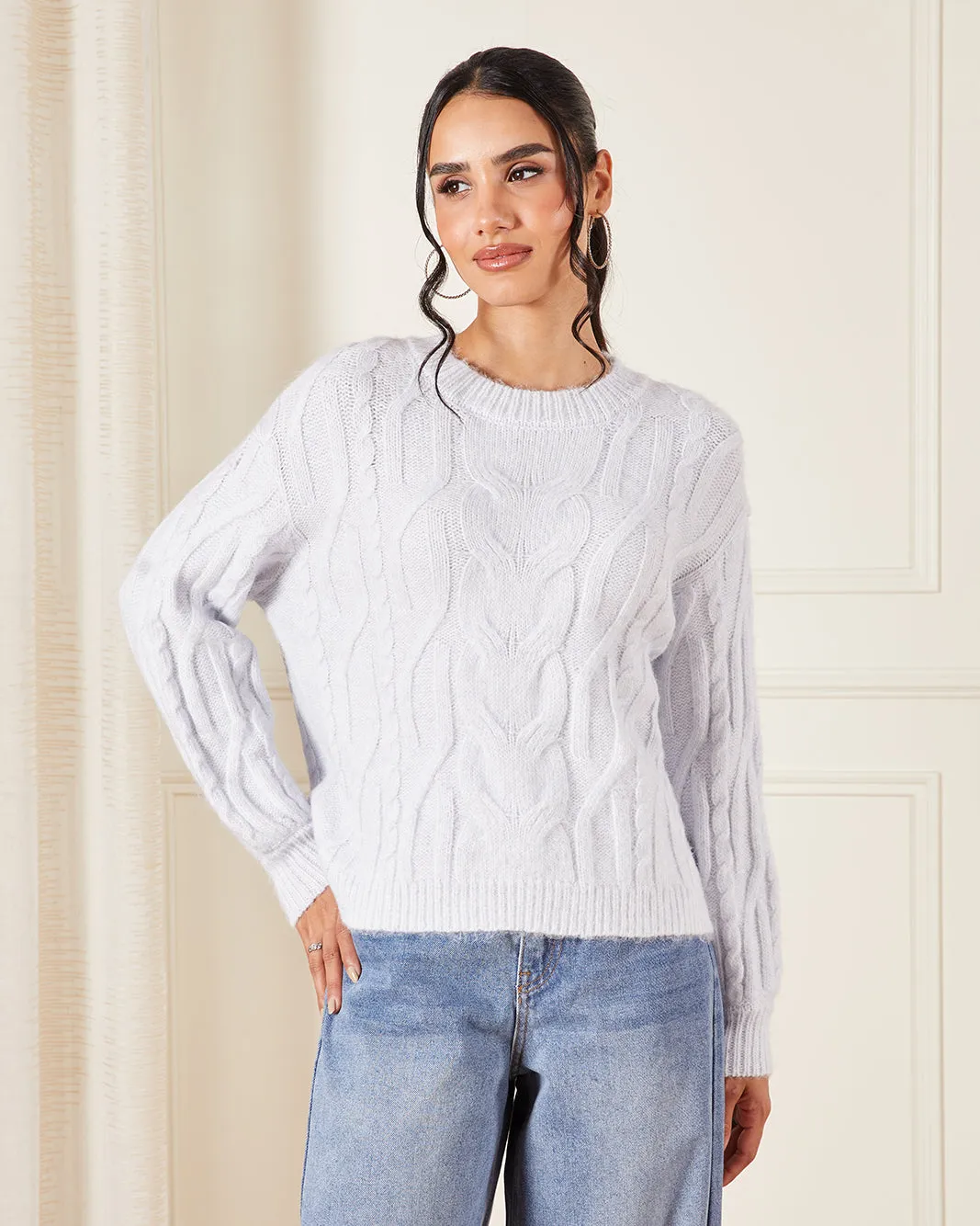 Women White Cable Knitted Pullover sold by Redtag