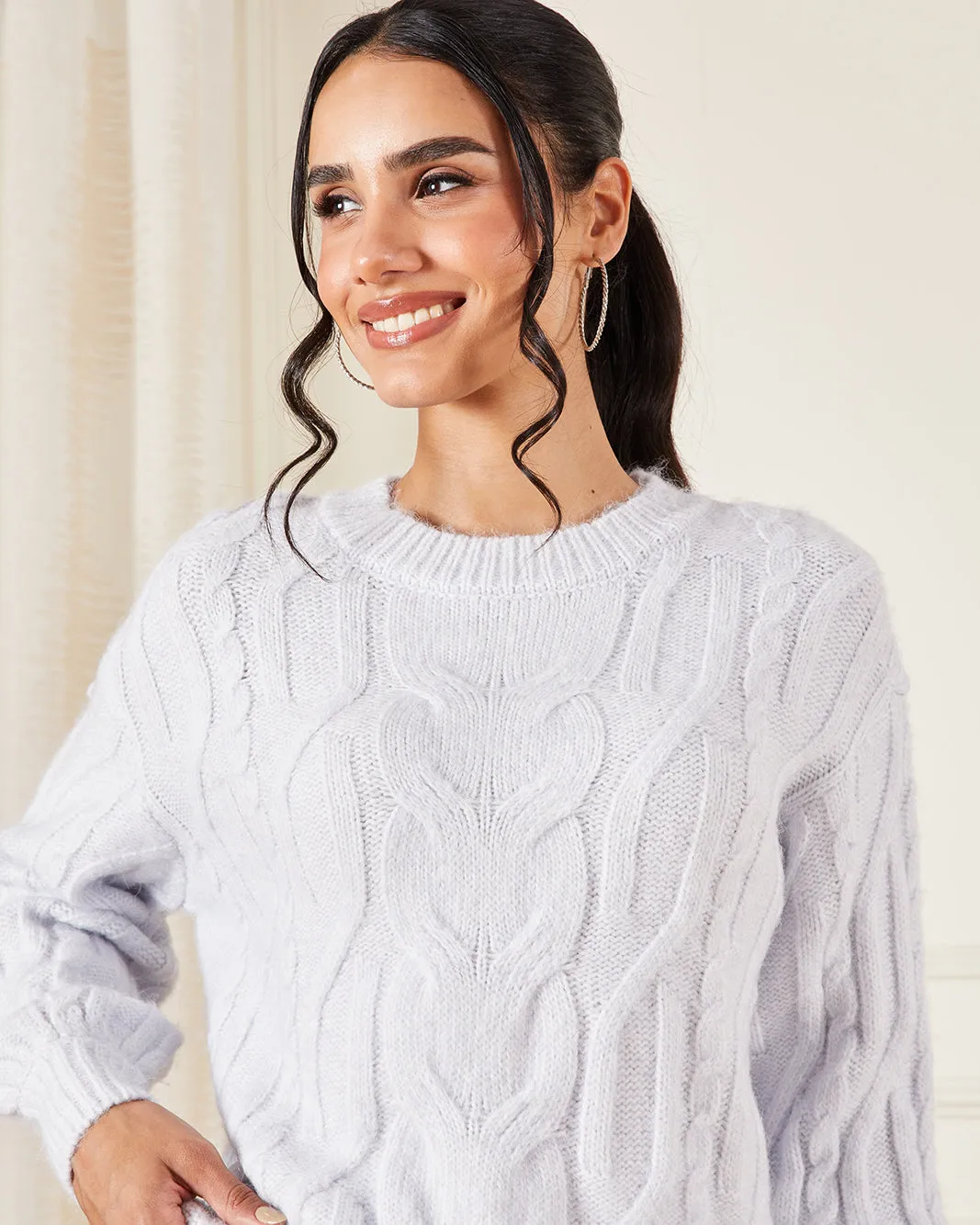 Women White Cable Knitted Pullover sold by Redtag product image thumbnail 4