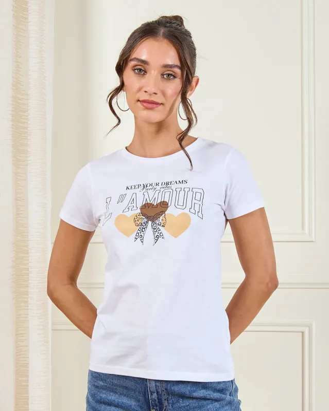 Women White Graphic T-Shirt sold by Redtag