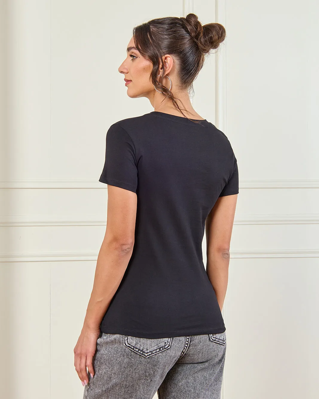 Women Black Graphic T-Shirt sold by Redtag product image thumbnail 3