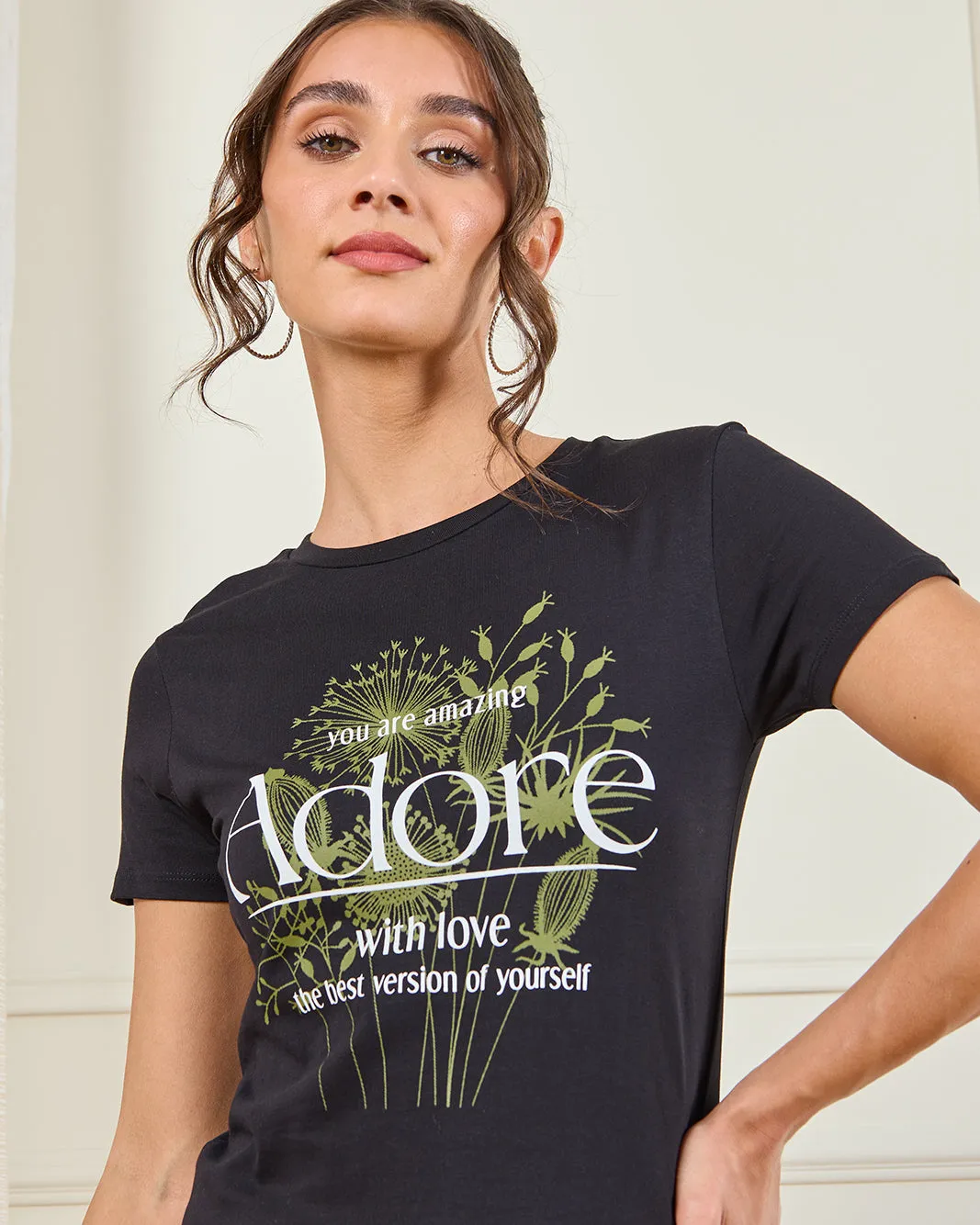 Women Black Graphic T-Shirt sold by Redtag product image thumbnail 4