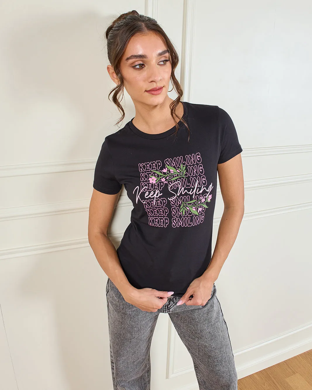 Women Black Graphic T-Shirt sold by Redtag product image thumbnail 5